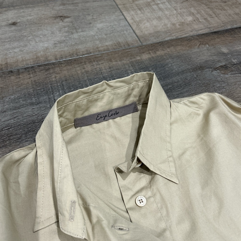 Enza Costa poplin long sleeve button up shirt in tan - Picture 7 of 9